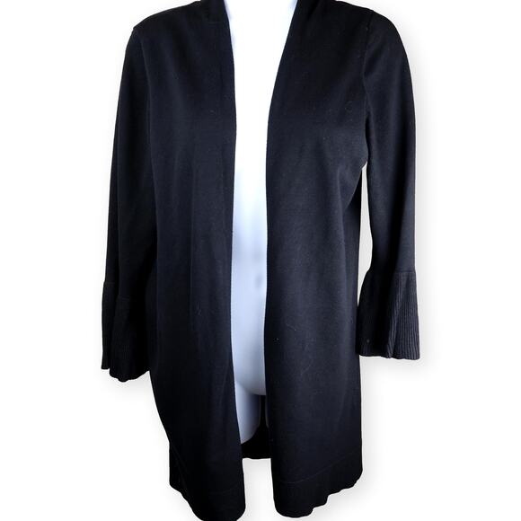 Devotion By Cyrus Black Bell Sleeve Open Front Cardigan Sweater M - Picture 1 of 7